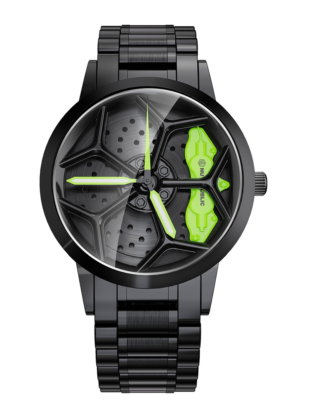 Nu Republic Unisex Motorhead GT4 with 360deg Spinning Car Rim Dial Analogue Watch NUR6024, Black
Nu Republic Unisex Motorhead GT4 with 360deg Spinning Car Rim Dial Analogue Watch NUR6024, Black