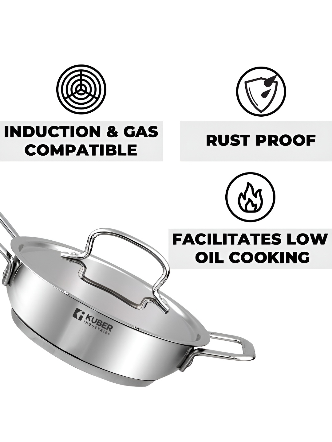Kuber Industries Silver-Toned 3Pcs Stainless Steel Kadhais With lids Cookware
Kuber Industries Silver-Toned 3Pcs Stainless Steel Kadhais With lids Cookware