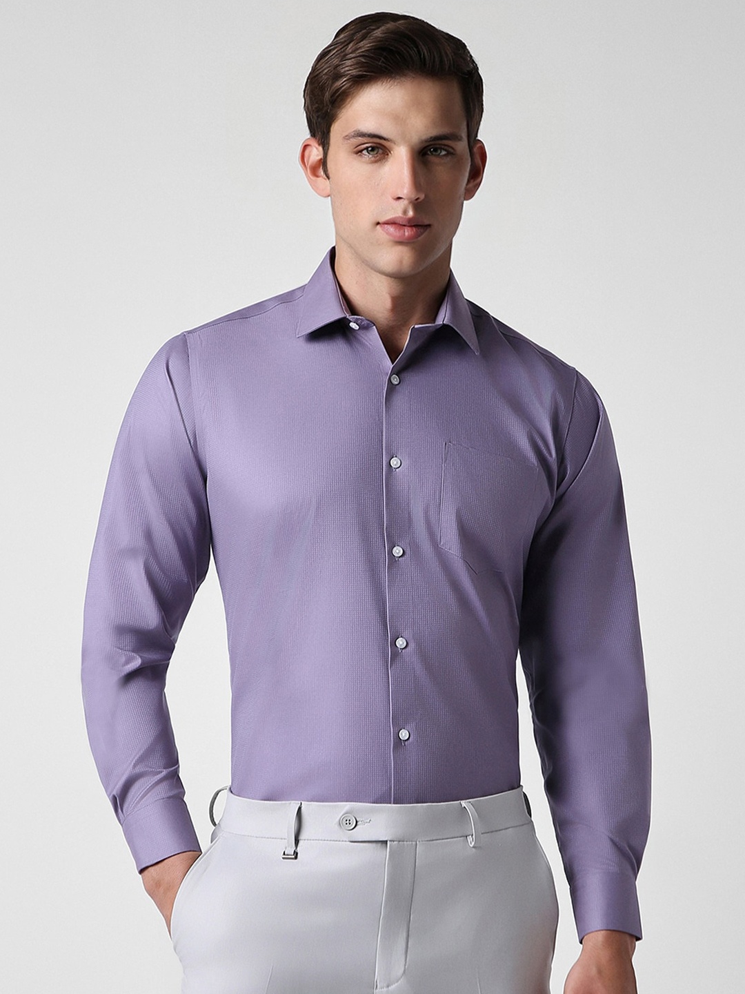 Van Heusen Men Opaque Formal Shirt, Purple