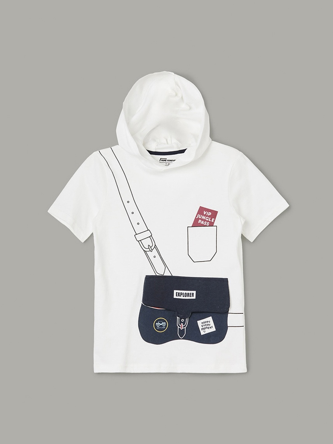 Fame Forever by Lifestyle Boys Colourblocked Hooded Drop-Shoulder Sleeves Applique T-shirt, White
Fame Forever by Lifestyle Boys Colourblocked Hooded Drop-Shoulder Sleeves Applique T-shirt, White
