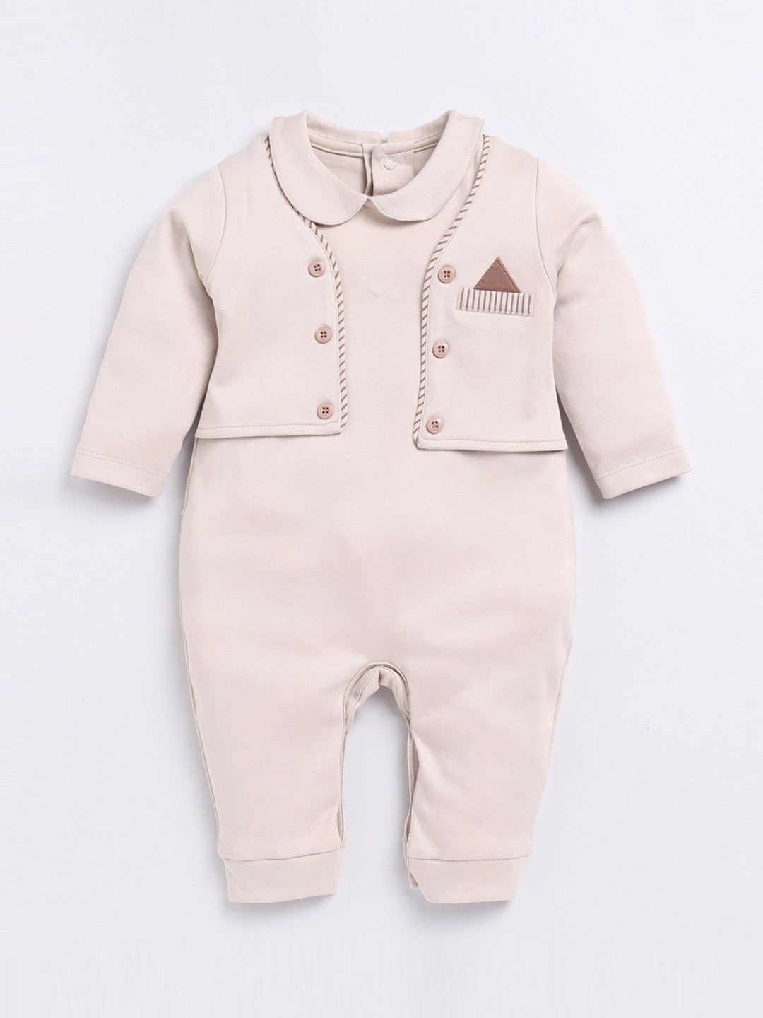 BABY GO Infant Boys Peter Pan Collar Cotton Rompers, Beige
BABY GO Infant Boys Peter Pan Collar Cotton Rompers, Beige