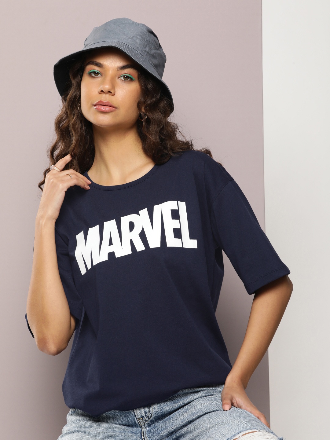 Kook N Keech Women Marvel Printed Drop-Shoulder Sleeves Oversized Pure Cotton T-shirt, Navy blue
Kook N Keech Women Marvel Printed Drop-Shoulder Sleeves Oversized Pure Cotton T-shirt, Navy blue