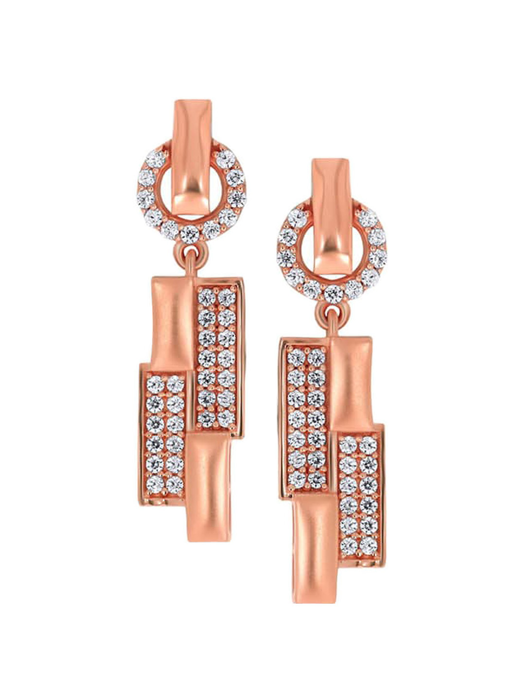 SENCO18KT Rose Gold Moissanite Studded Drop Earrings- 4.5 gm 
SENCO18KT Rose Gold Moissanite Studded Drop Earrings- 4.5 gm