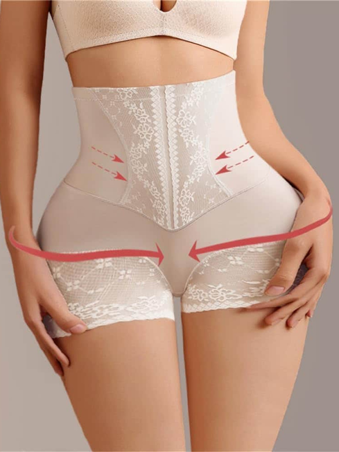 CareDone Self Design Tummy & Thigh Shapewear, Cream