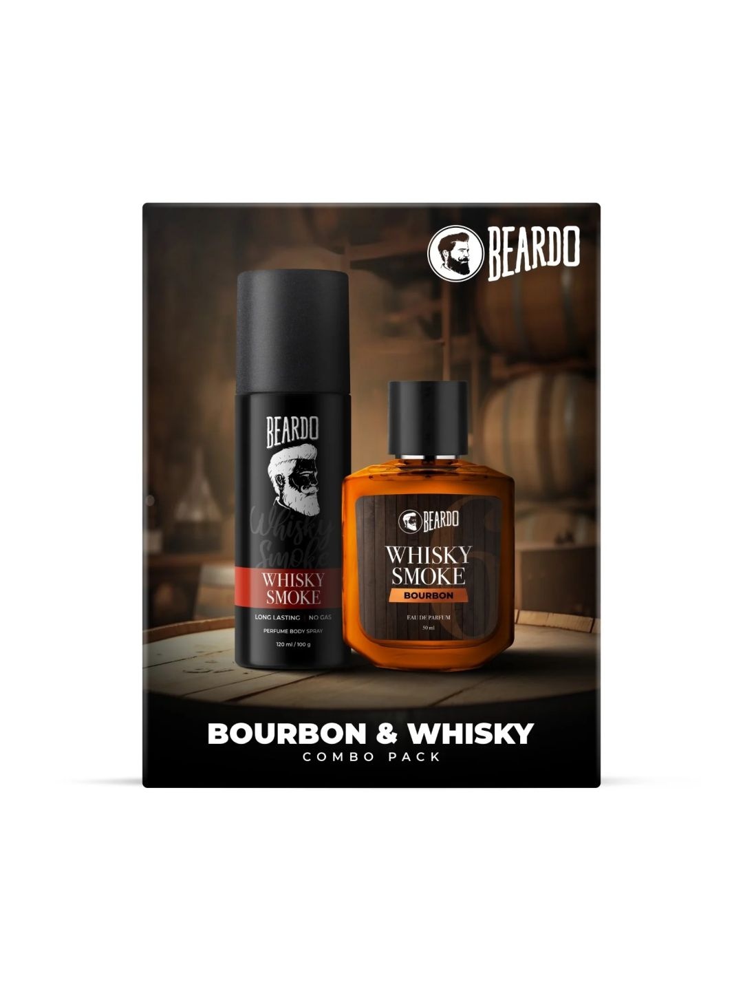 

BEARDO Men Set of Whisky Smoke Perfume Body Spray 100 g + Bourbon Eau De Parfum 50 ml, Brown
