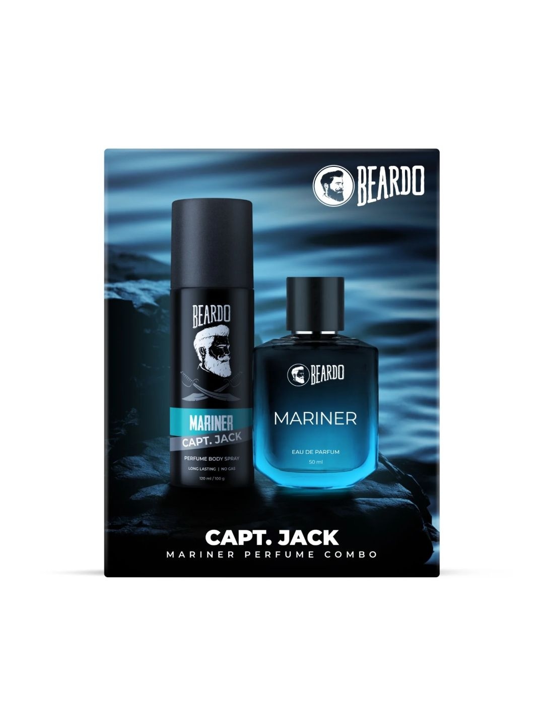 

BEARDO Men Set of Mariner Capt Jack Deodorant 100 g + Mariner EDP 50 ml, Blue
