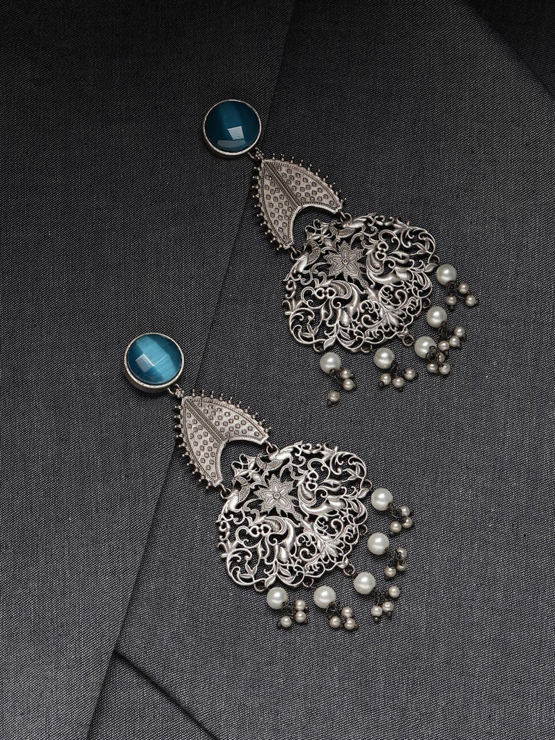 Fabindia Contemporary Drop Earrings, Silver
