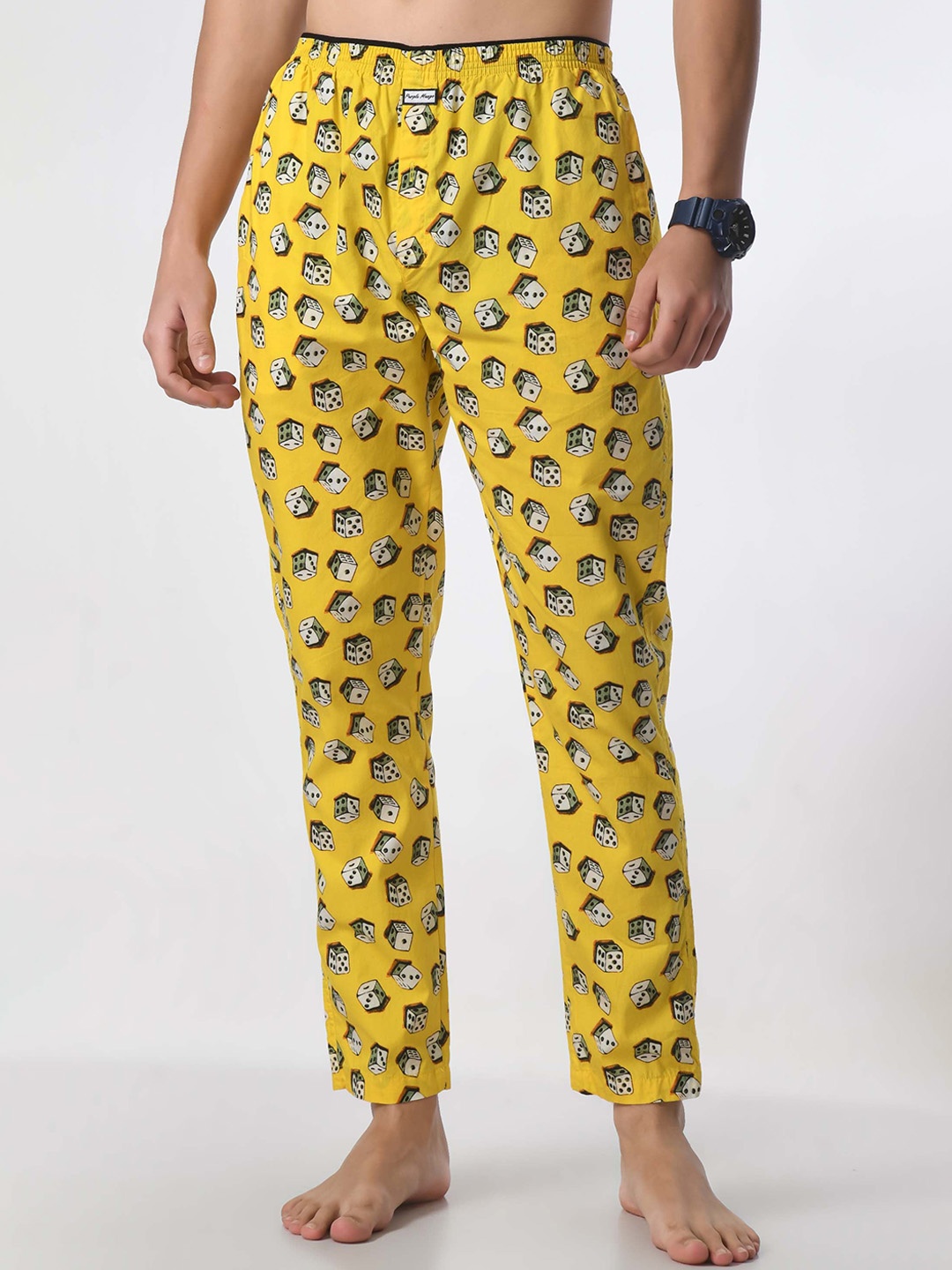 PURPLEMANGO THE FRUIT OF FASHION Men Conversational Printed Pure Cotton Lounge Pants, Yellow
PURPLEMANGO THE FRUIT OF FASHION Men Conversational Printed Pure Cotton Lounge Pants, Yellow