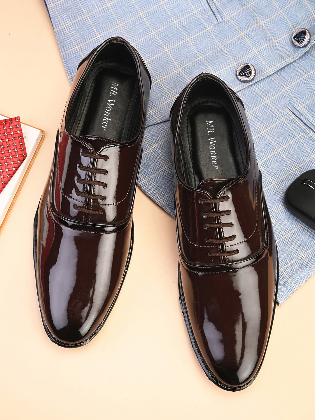 mr.wonker Men Round Toe Formal Oxfords, Brown