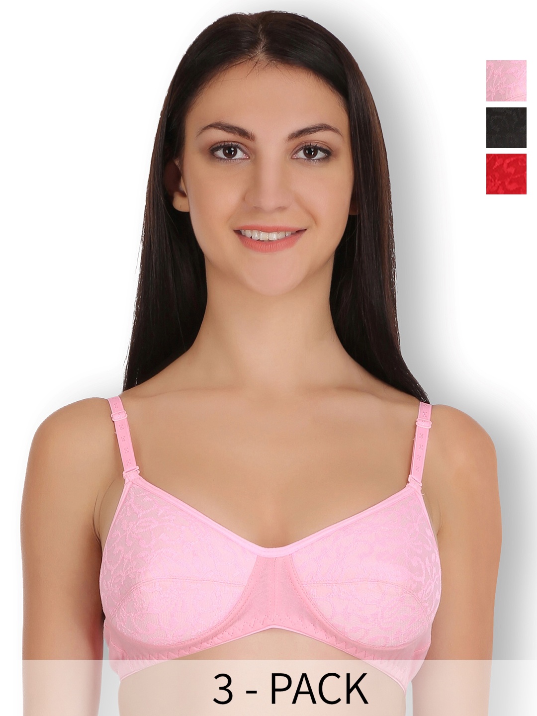 SELFCARE Pack Of 3 Self Design Lightly Padded Cotton T-shirt Bra- All Day Comfort, Pink
SELFCARE Pack Of 3 Self Design Lightly Padded Cotton T-shirt Bra- All Day Comfort, Pink