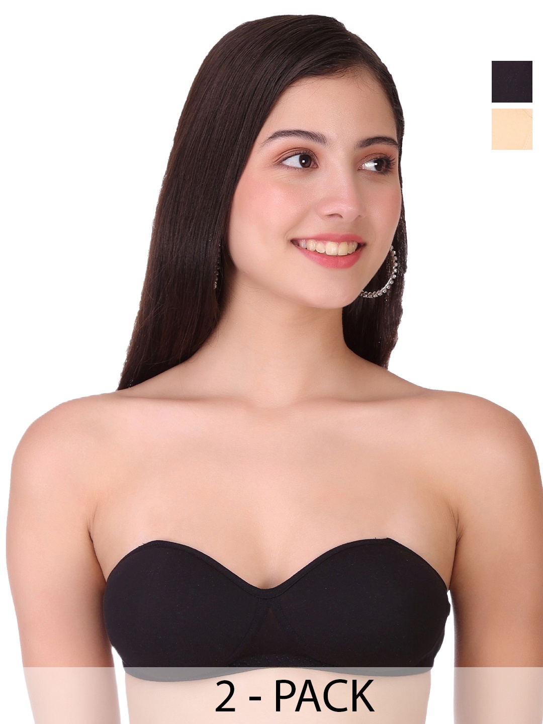SELFCARE Pack Of 2 Half Coverage Lightly Padded Bandeau Bras With All Day Comfort, Black
SELFCARE Pack Of 2 Half Coverage Lightly Padded Bandeau Bras With All Day Comfort, Black