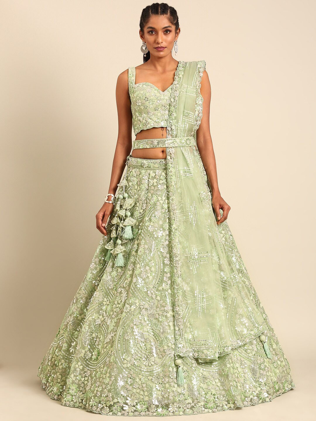 panchhi Embroidered Sequinned Semi-Stitched Lehenga & Unstitched Blouse With Dupatta, Lime green
panchhi Embroidered Sequinned Semi-Stitched Lehenga & Unstitched Blouse With Dupatta, Lime green