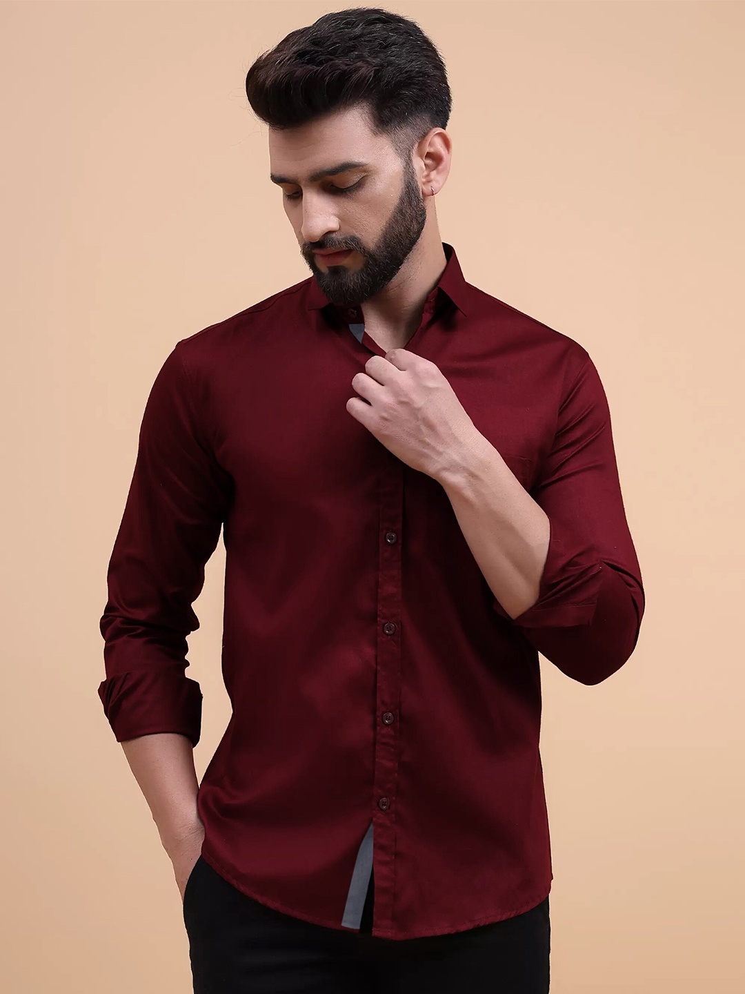 Tee Projekt Spread Collar Long Sleeves Standard Cotton Regular Fit Casual Shirt, Maroon
Tee Projekt Spread Collar Long Sleeves Standard Cotton Regular Fit Casual Shirt, Maroon