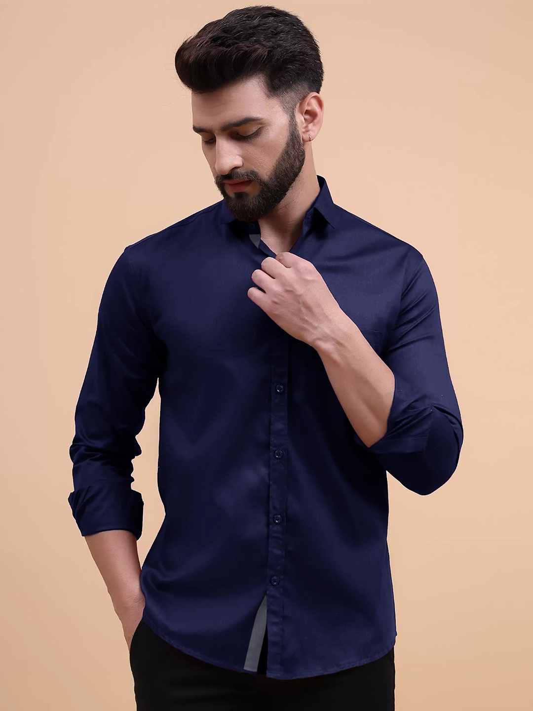 Tee Projekt Spread Collar Long Sleeves Standard Cotton Regular Fit Casual Shirt, Navy blue
Tee Projekt Spread Collar Long Sleeves Standard Cotton Regular Fit Casual Shirt, Navy blue
