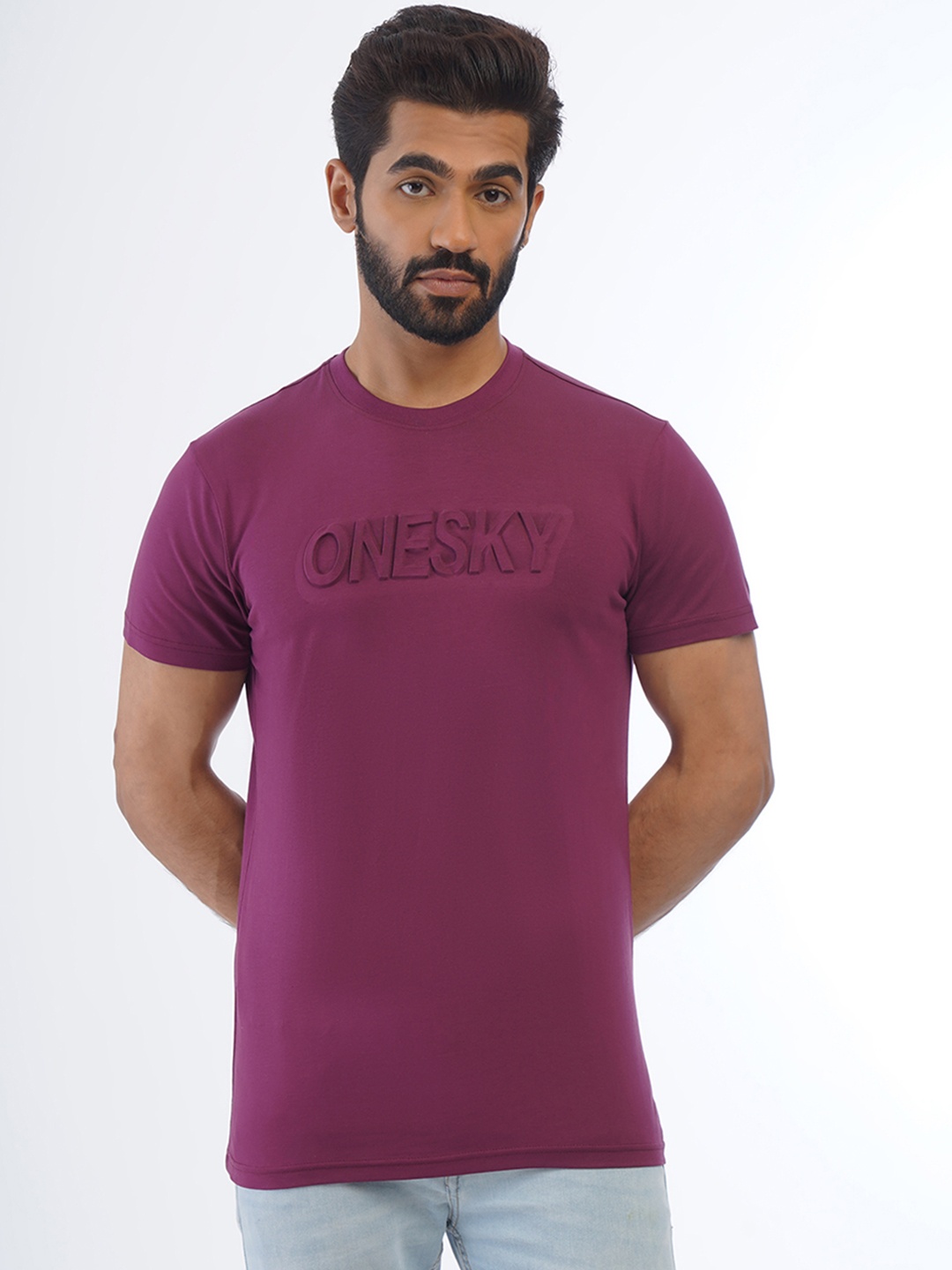 ONE SKY Round Neck Short Sleeves Typography Printed Regular Fit Cotton T-shirt, Purple
ONE SKY Round Neck Short Sleeves Typography Printed Regular Fit Cotton T-shirt, Purple