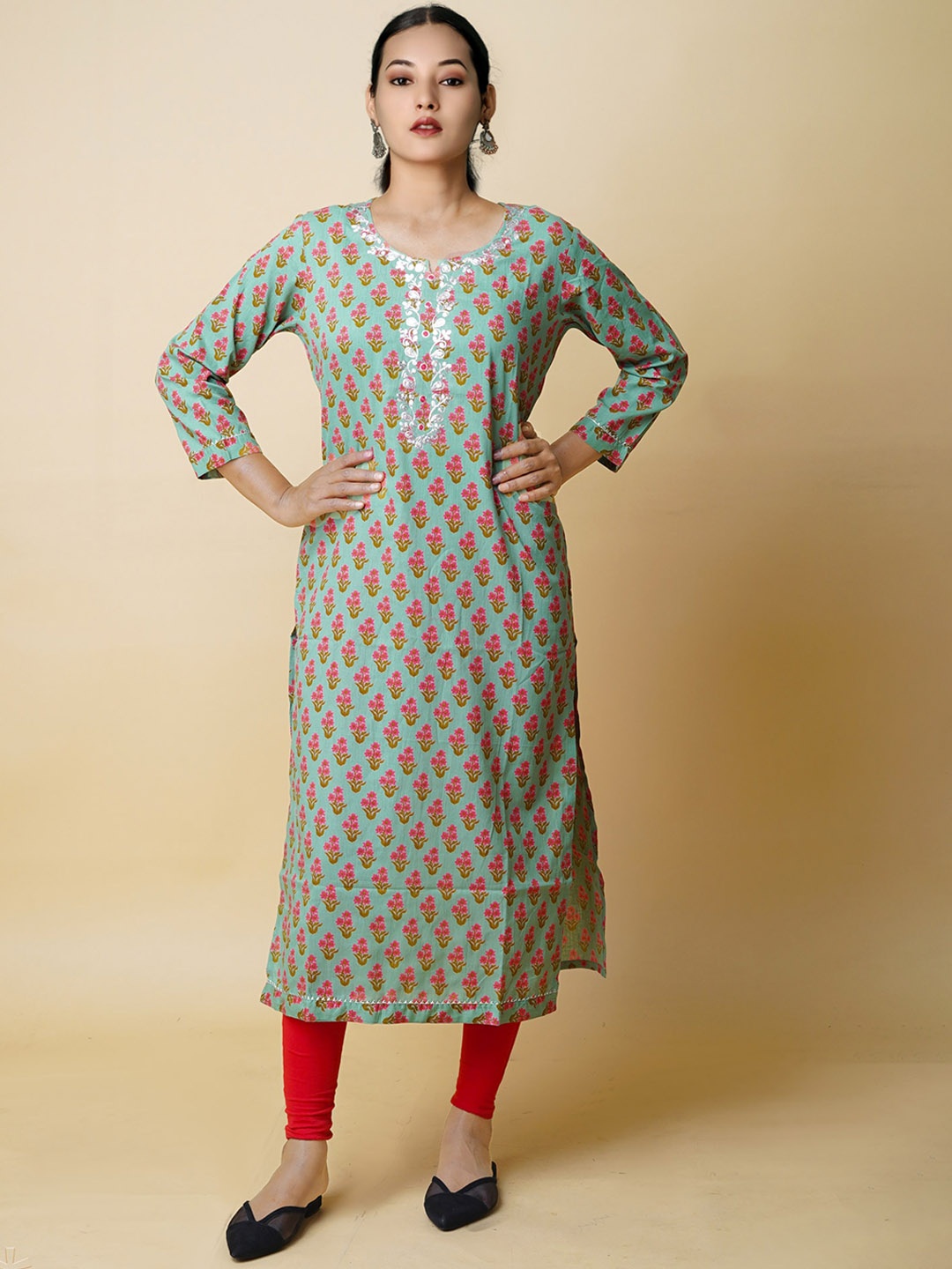 Unnati Silks Ethnic Motifs Printed Thread Work Handloom Cotton Straight Kurta, Green
Unnati Silks Ethnic Motifs Printed Thread Work Handloom Cotton Straight Kurta, Green