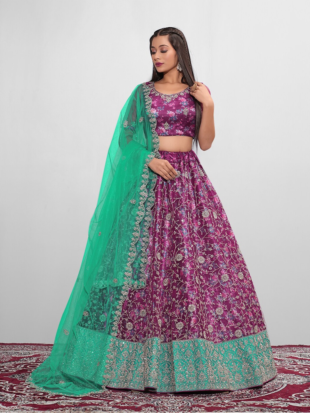 HALFSAREE STUDIO Embroidered Semi-Stitched Lehenga & Unstitched Blouse With Dupatta, Burgundy
HALFSAREE STUDIO Embroidered Semi-Stitched Lehenga & Unstitched Blouse With Dupatta, Burgundy