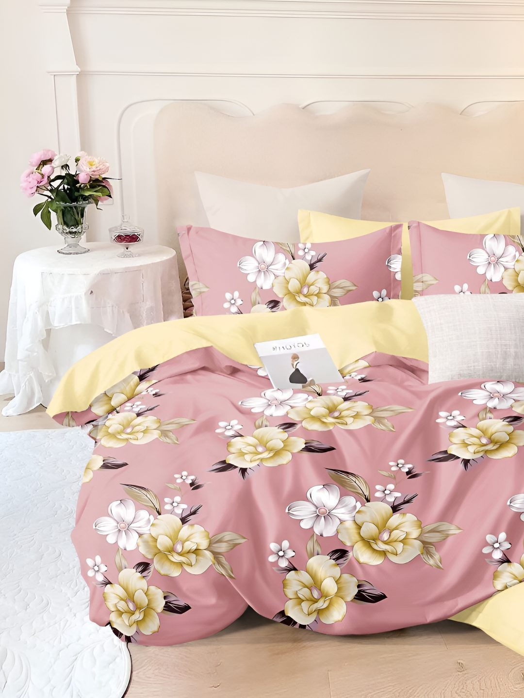 Bajo's Peach-Coloured & White Floral 300 TC Cotton Queen Bedsheet with 2 Pillow Covers
Bajo's Peach-Coloured & White Floral 300 TC Cotton Queen Bedsheet with 2 Pillow Covers