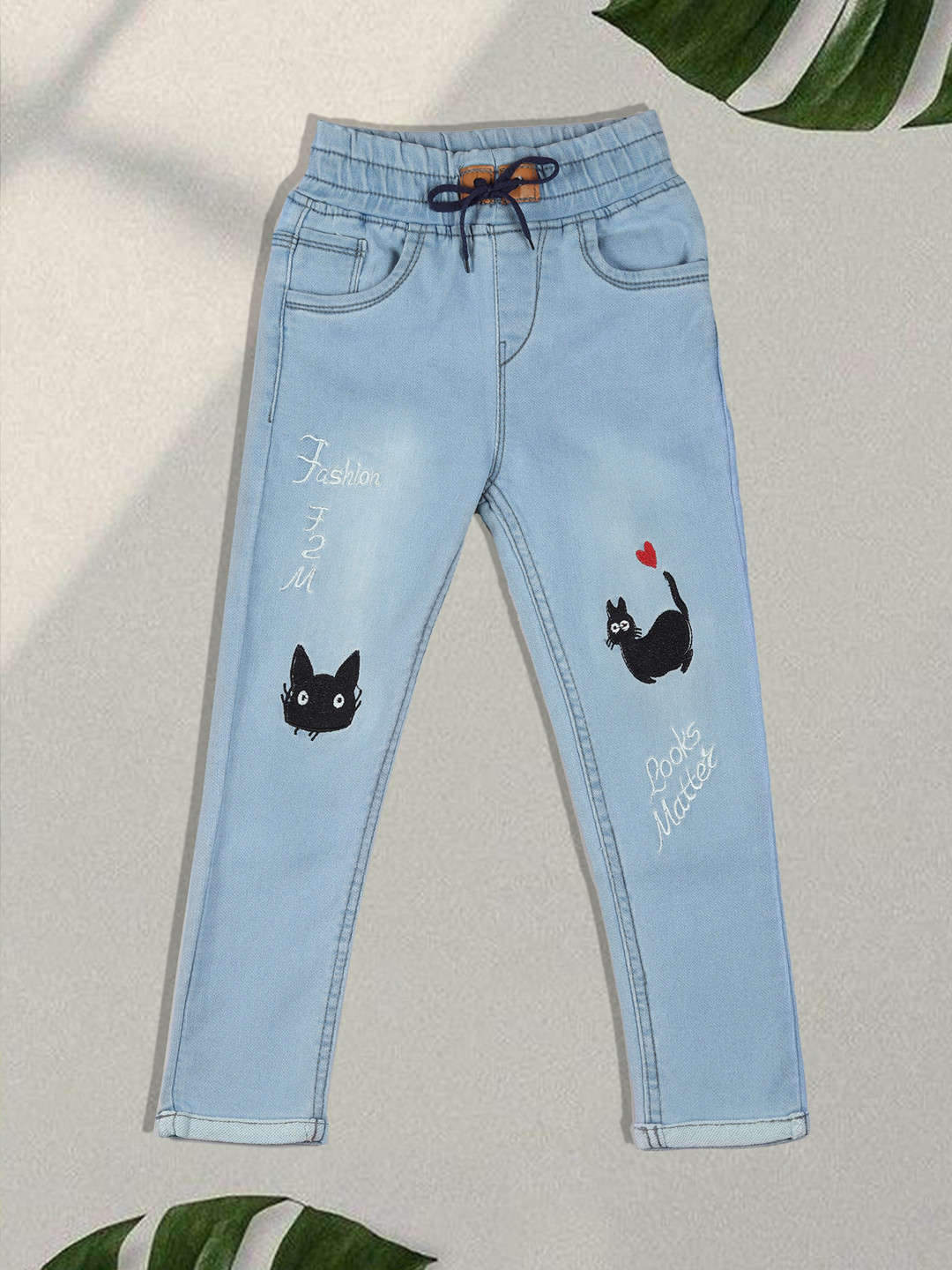 F2M Girls Embroidered Slim Fit High-Rise Denim Trousers, Turquoise blue
F2M Girls Embroidered Slim Fit High-Rise Denim Trousers, Turquoise blue
