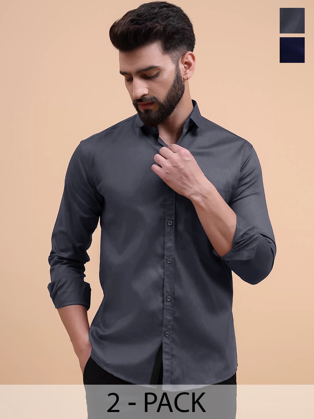 Tee Projekt Pack of 2 Spread Collar Long Sleeves Regular Fit Standard Cotton Formal Shirt, Grey
Tee Projekt Pack of 2 Spread Collar Long Sleeves Regular Fit Standard Cotton Formal Shirt, Grey