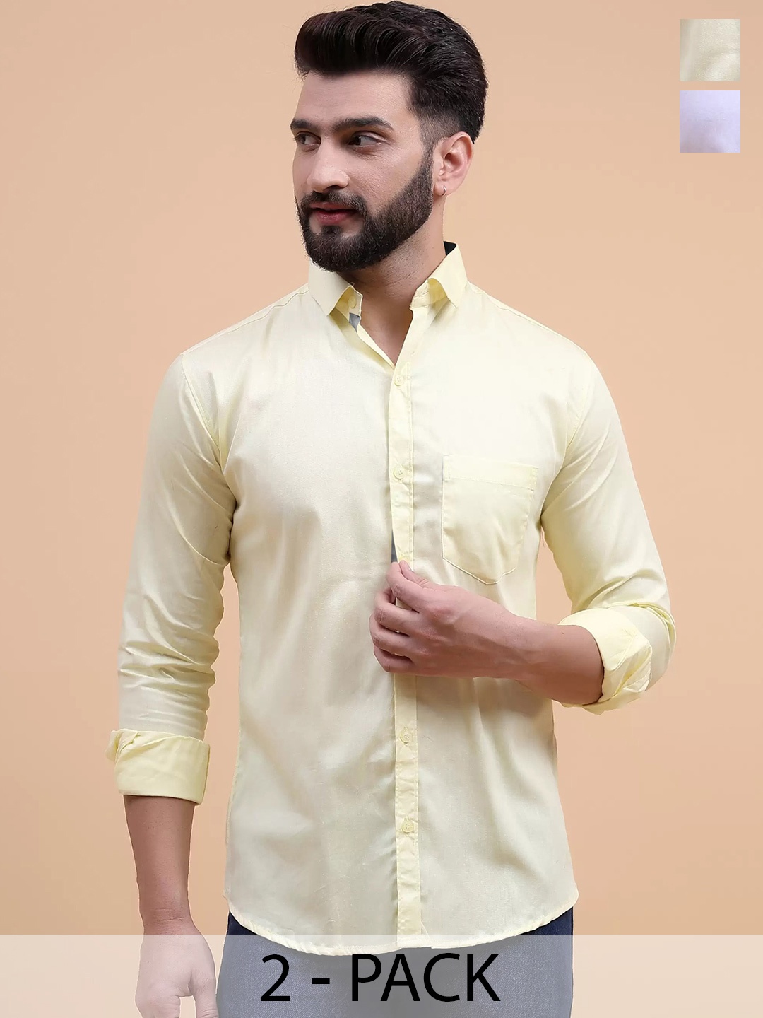 Tee Projekt Pack of 2 Spread Collar Long Sleeves Regular Fit Standard Cotton Formal Shirt, Yellow
Tee Projekt Pack of 2 Spread Collar Long Sleeves Regular Fit Standard Cotton Formal Shirt, Yellow