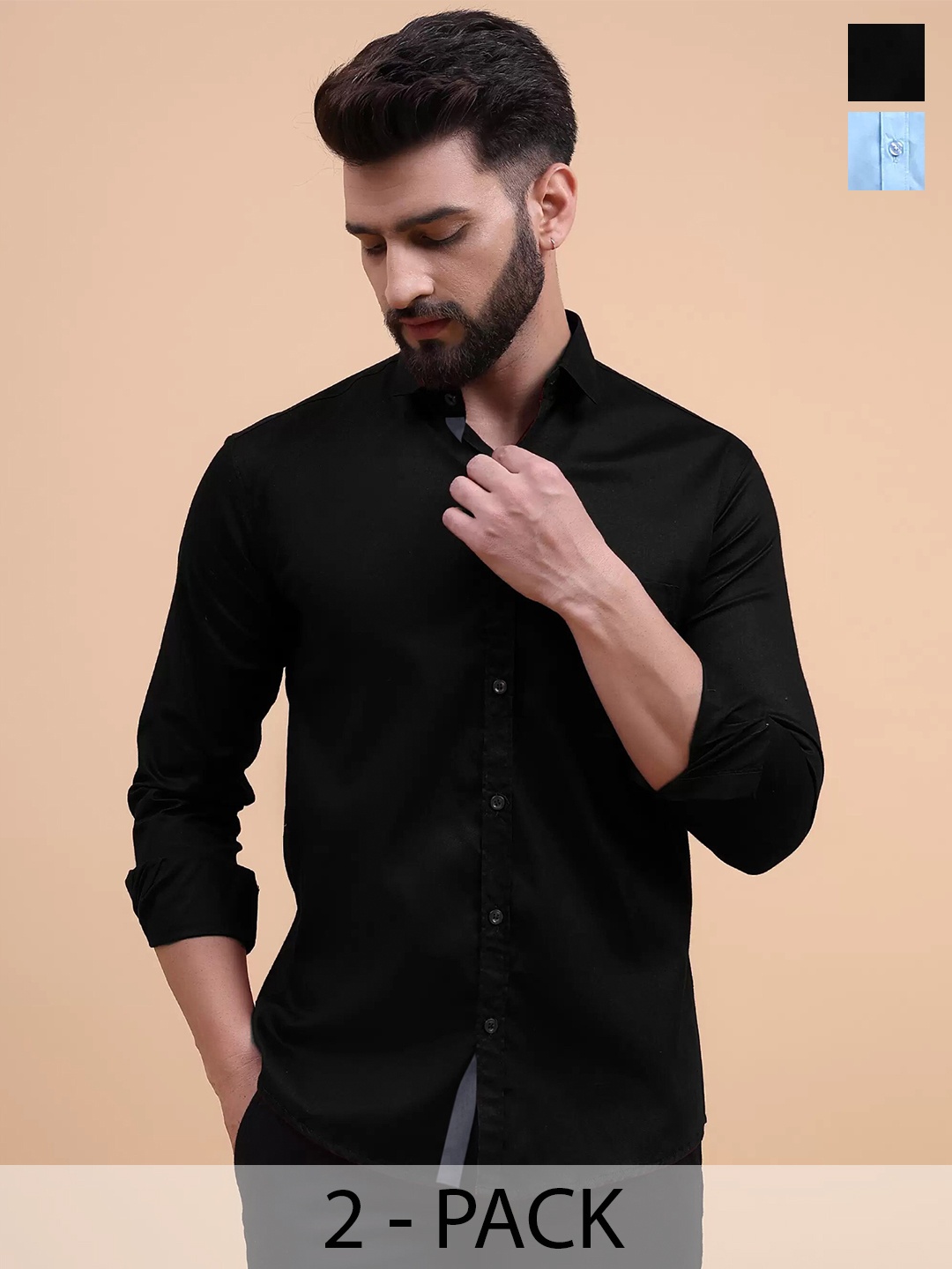 Tee Projekt Pack of 2 Spread Collar Long Sleeves Regular Fit Standard Cotton Formal Shirt, Black
Tee Projekt Pack of 2 Spread Collar Long Sleeves Regular Fit Standard Cotton Formal Shirt, Black
