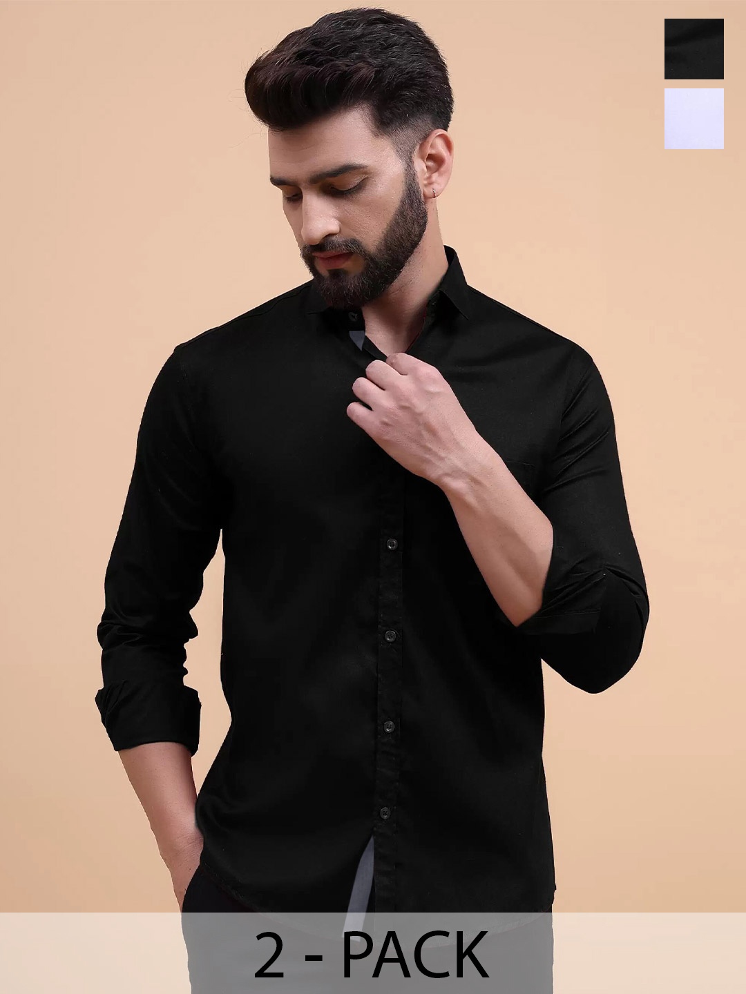 Tee Projekt Standard Pack of 2 Spread Collar Long Sleeves Cotton Formal Shirt, Black
Tee Projekt Standard Pack of 2 Spread Collar Long Sleeves Cotton Formal Shirt, Black
