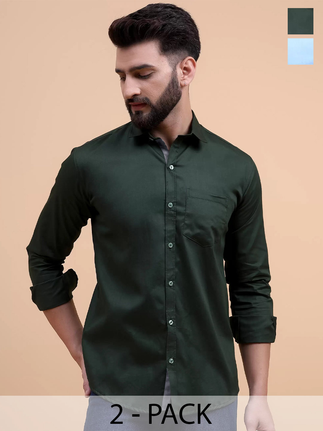 Tee Projekt Pack Of 2 Long Sleeves Regular Fit Cotton Standard Opaque Formal Shirt, Green
Tee Projekt Pack Of 2 Long Sleeves Regular Fit Cotton Standard Opaque Formal Shirt, Green