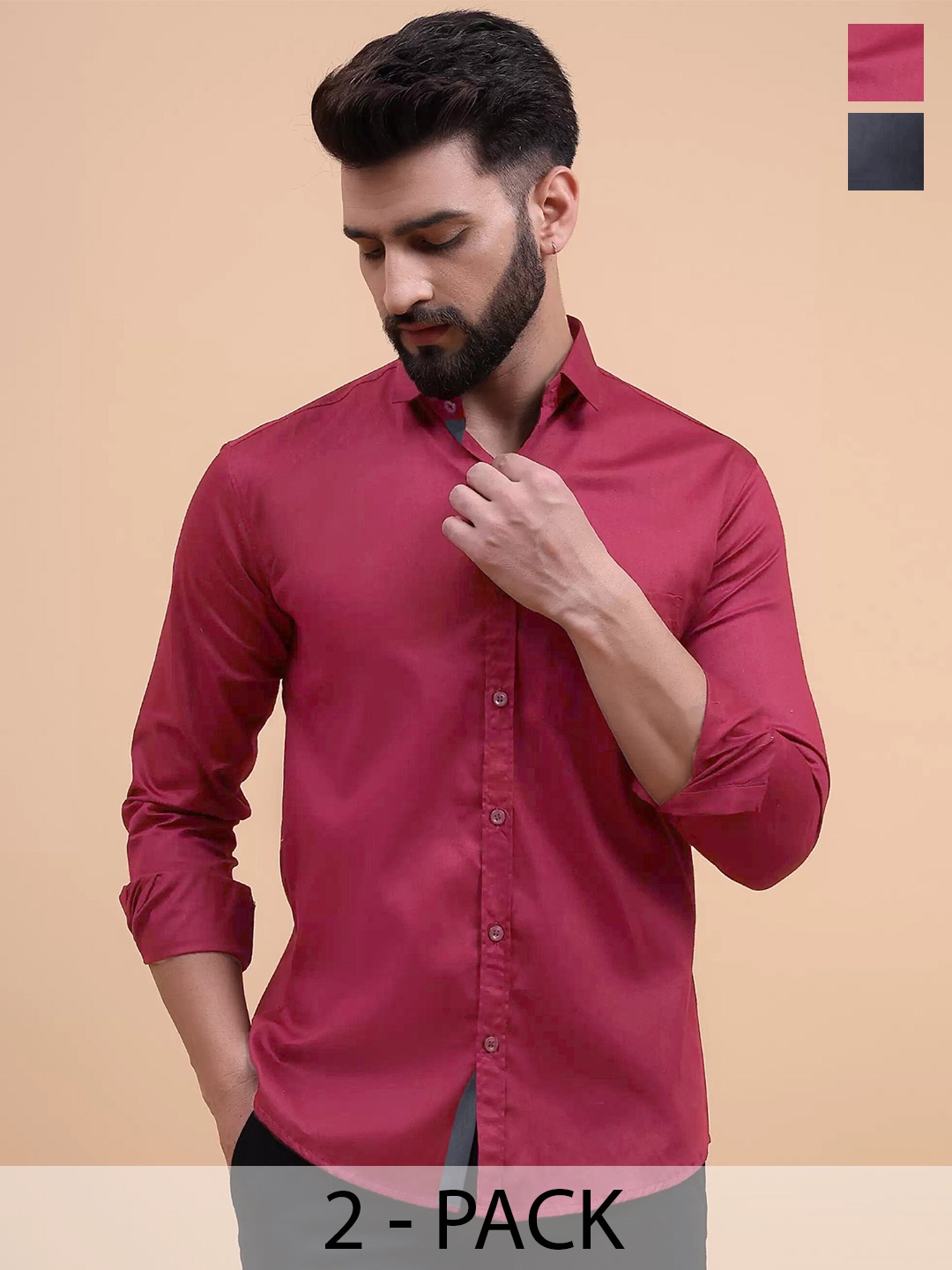 Tee Projekt Pack Of 2 Long Sleeves Regular Fit Cotton Standard Opaque Formal Shirt, Red
Tee Projekt Pack Of 2 Long Sleeves Regular Fit Cotton Standard Opaque Formal Shirt, Red