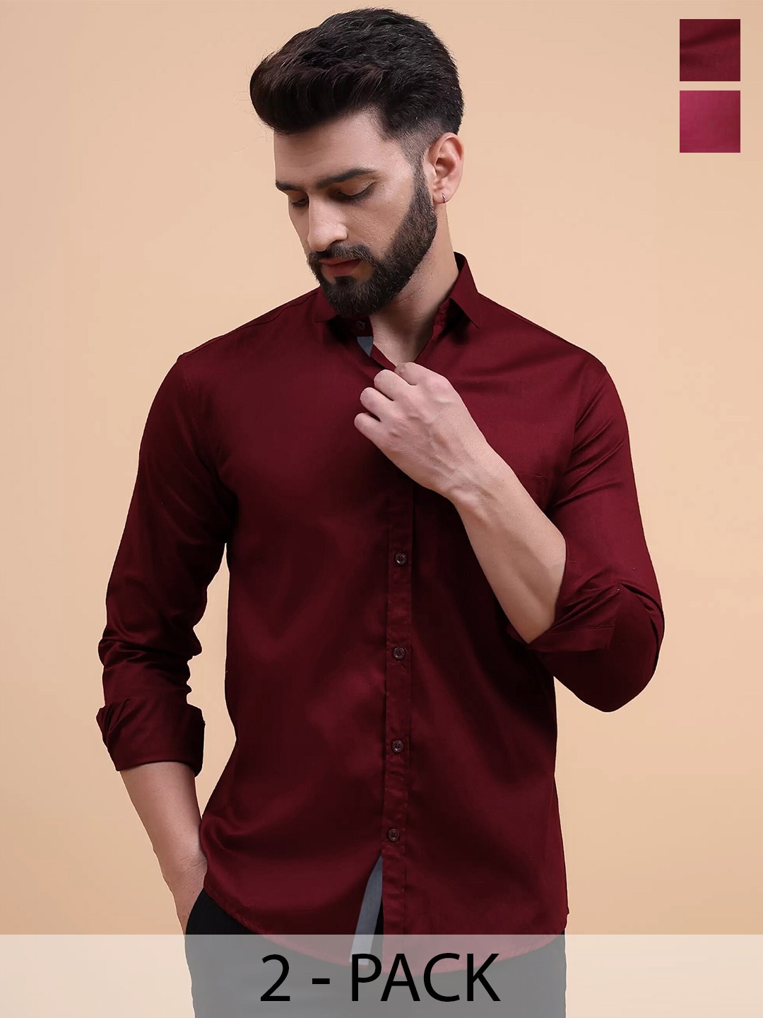 Tee Projekt Pack of 2 Spread Collar Long Sleeves Regular Fit Standard Cotton Formal Shirt, Maroon
Tee Projekt Pack of 2 Spread Collar Long Sleeves Regular Fit Standard Cotton Formal Shirt, Maroon