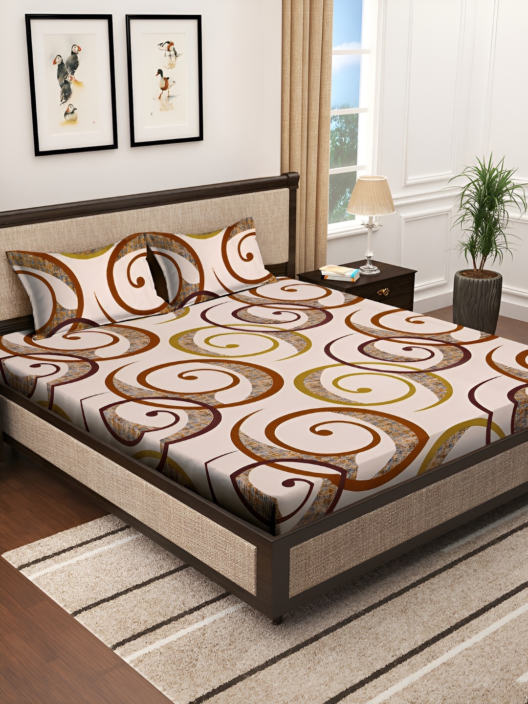 KLOTTHE Brown Geometric Printed 300 TC Double King Bedsheet With 2 Pillow Covers, Pink
KLOTTHE Brown Geometric Printed 300 TC Double King Bedsheet With 2 Pillow Covers, Pink