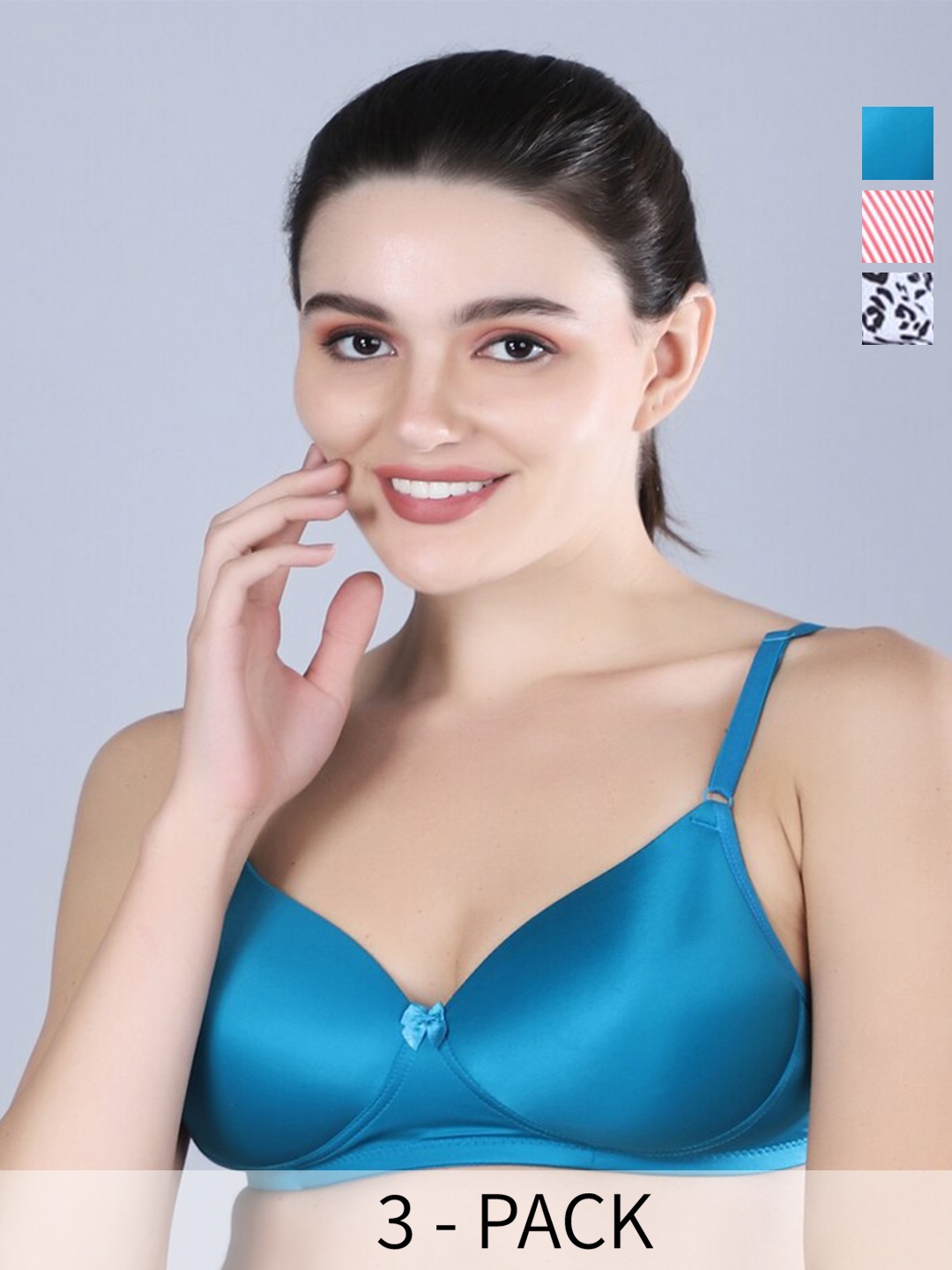 Sonalvu Pack Of 3 T-shirt Bra Full Coverage Lightly Padded Non-Wired All Day Comfort, Blue
Sonalvu Pack Of 3 T-shirt Bra Full Coverage Lightly Padded Non-Wired All Day Comfort, Blue