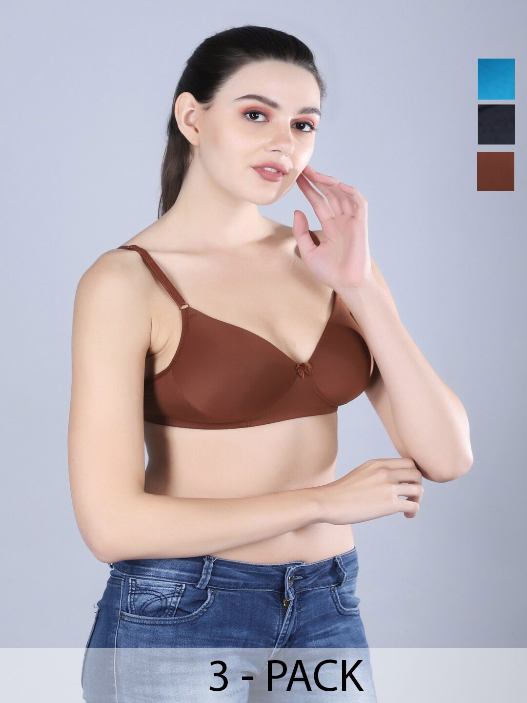 Sonalvu Pack Of 3 Full Coverage Lightly Padded T-shirt Bra With All Day Comfort, Blue
Sonalvu Pack Of 3 Full Coverage Lightly Padded T-shirt Bra With All Day Comfort, Blue