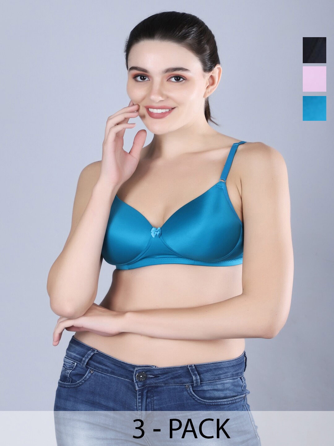 Sonalvu Pack Of 3 Full Coverage Lightly Padded T-shirt Bra With All Day Comfort, Black
Sonalvu Pack Of 3 Full Coverage Lightly Padded T-shirt Bra With All Day Comfort, Black