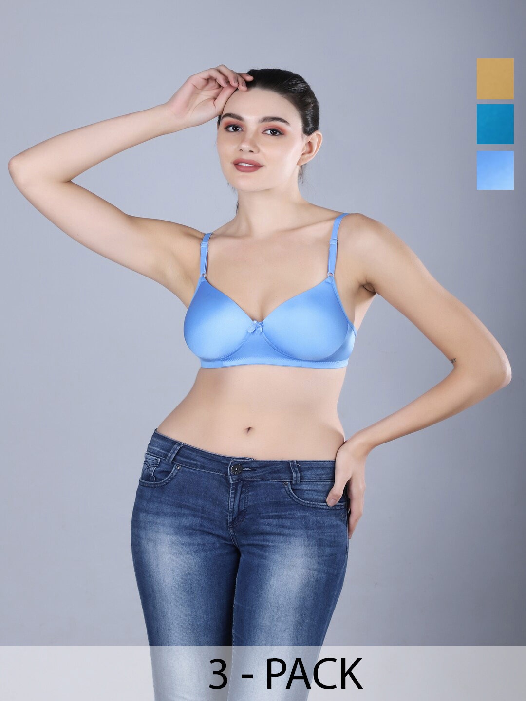 Sonalvu Pack Of 3 Full Coverage Lightly Padded T-shirt Bra With All Day Comfort, Blue
Sonalvu Pack Of 3 Full Coverage Lightly Padded T-shirt Bra With All Day Comfort, Blue
