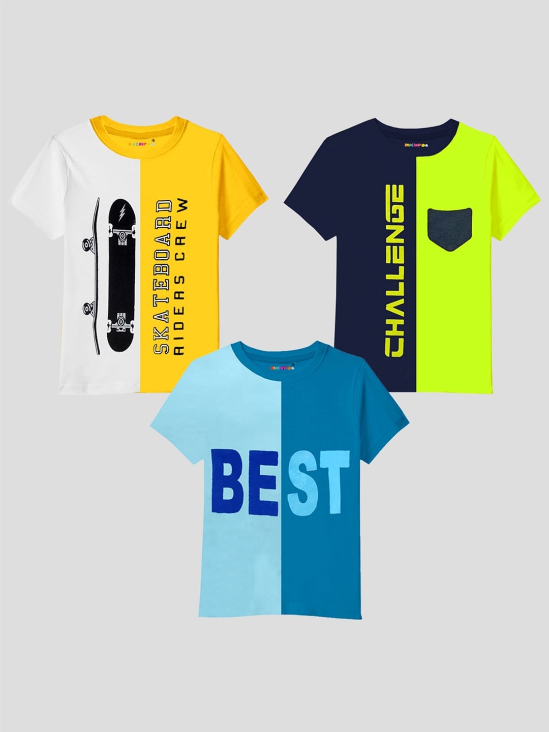 KUCHIPOO Kids Pack Of 3 Typography Printed Cotton Round Neck Applique Casual T-shirts, Yellow
KUCHIPOO Kids Pack Of 3 Typography Printed Cotton Round Neck Applique Casual T-shirts, Yellow