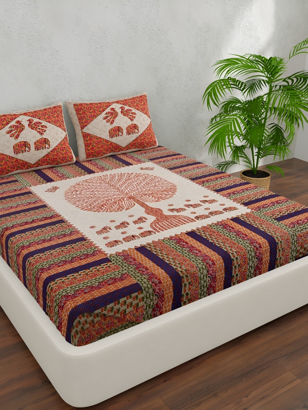 CLOTHOLOGY Purple & Green Geometric 180 TC Cotton King Bedsheet with 2 Pillow Covers
CLOTHOLOGY Purple & Green Geometric 180 TC Cotton King Bedsheet with 2 Pillow Covers