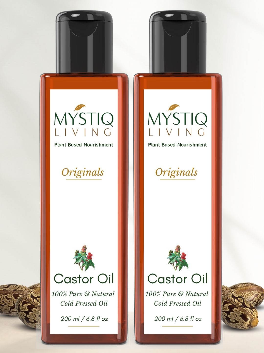 MYSTIQ LIVING Set of 2 Pure Natural Cold Pressed Castor Oil for Hair & Skin - 200 ml Each, White
MYSTIQ LIVING Set of 2 Pure Natural Cold Pressed Castor Oil for Hair & Skin - 200 ml Each, White
