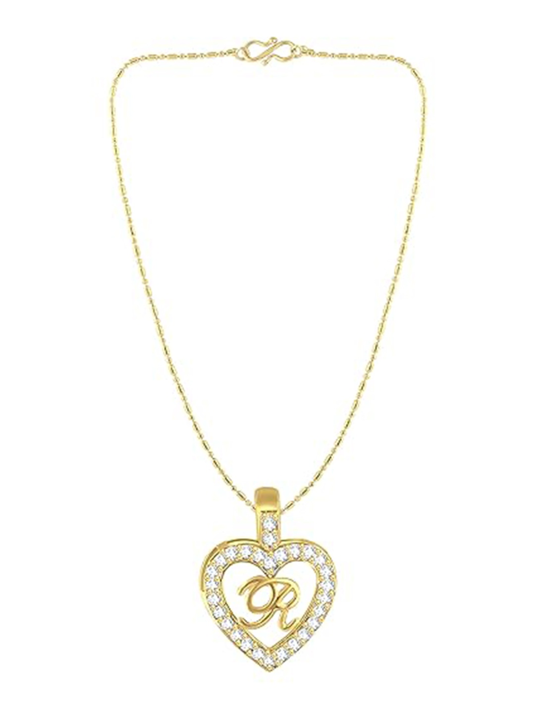 Vighnaharta Gold-Plated Cubic Zirconia Studded Heart Shaped R Letter Pendant With Chain
Vighnaharta Gold-Plated Cubic Zirconia Studded Heart Shaped R Letter Pendant With Chain