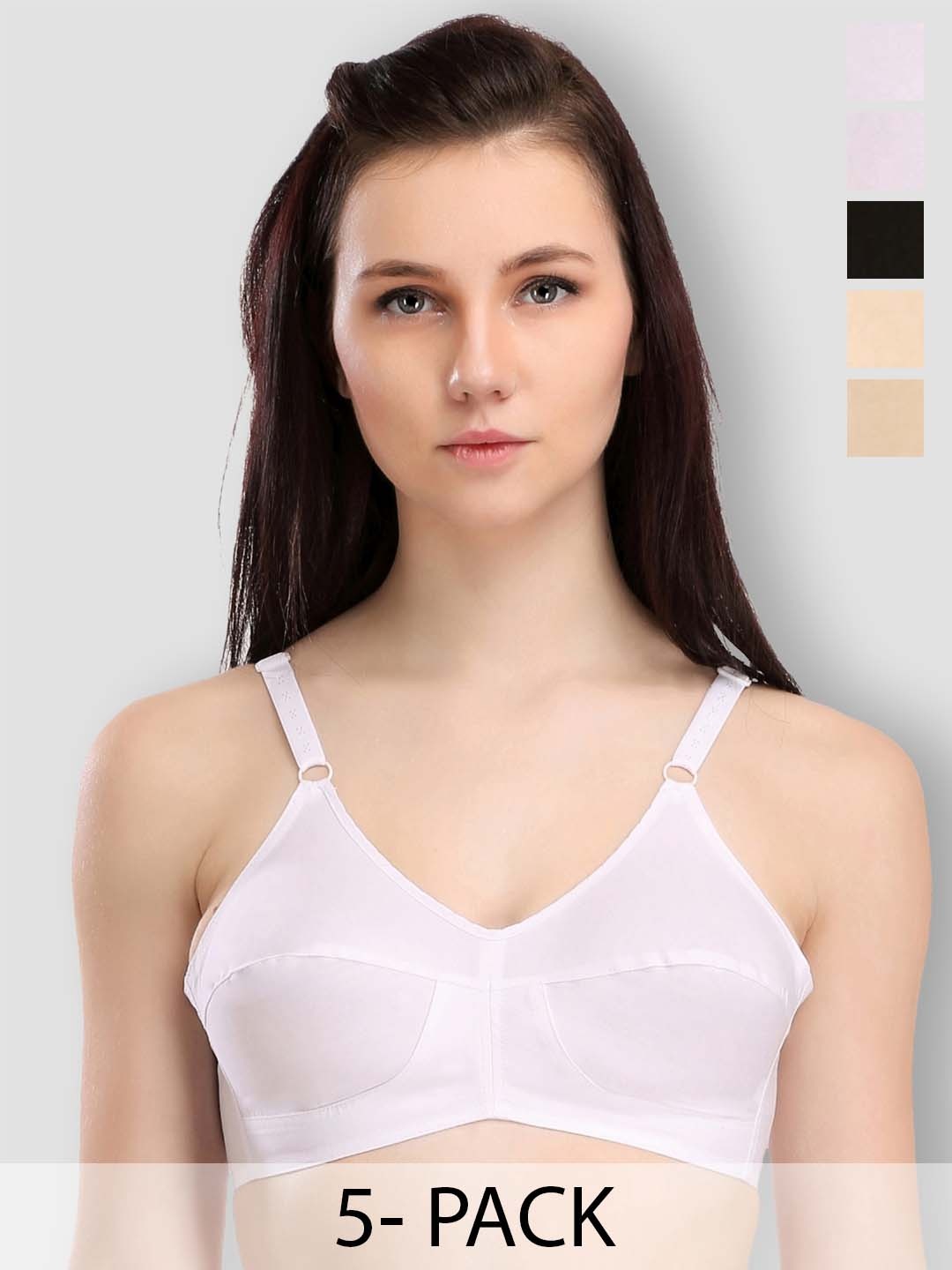 SELFCARE Pack of 5 Cotton Non Padded Cotton Full Coverage Beginners Bra - SN0711-30A, White
SELFCARE Pack of 5 Cotton Non Padded Cotton Full Coverage Beginners Bra - SN0711-30A, White