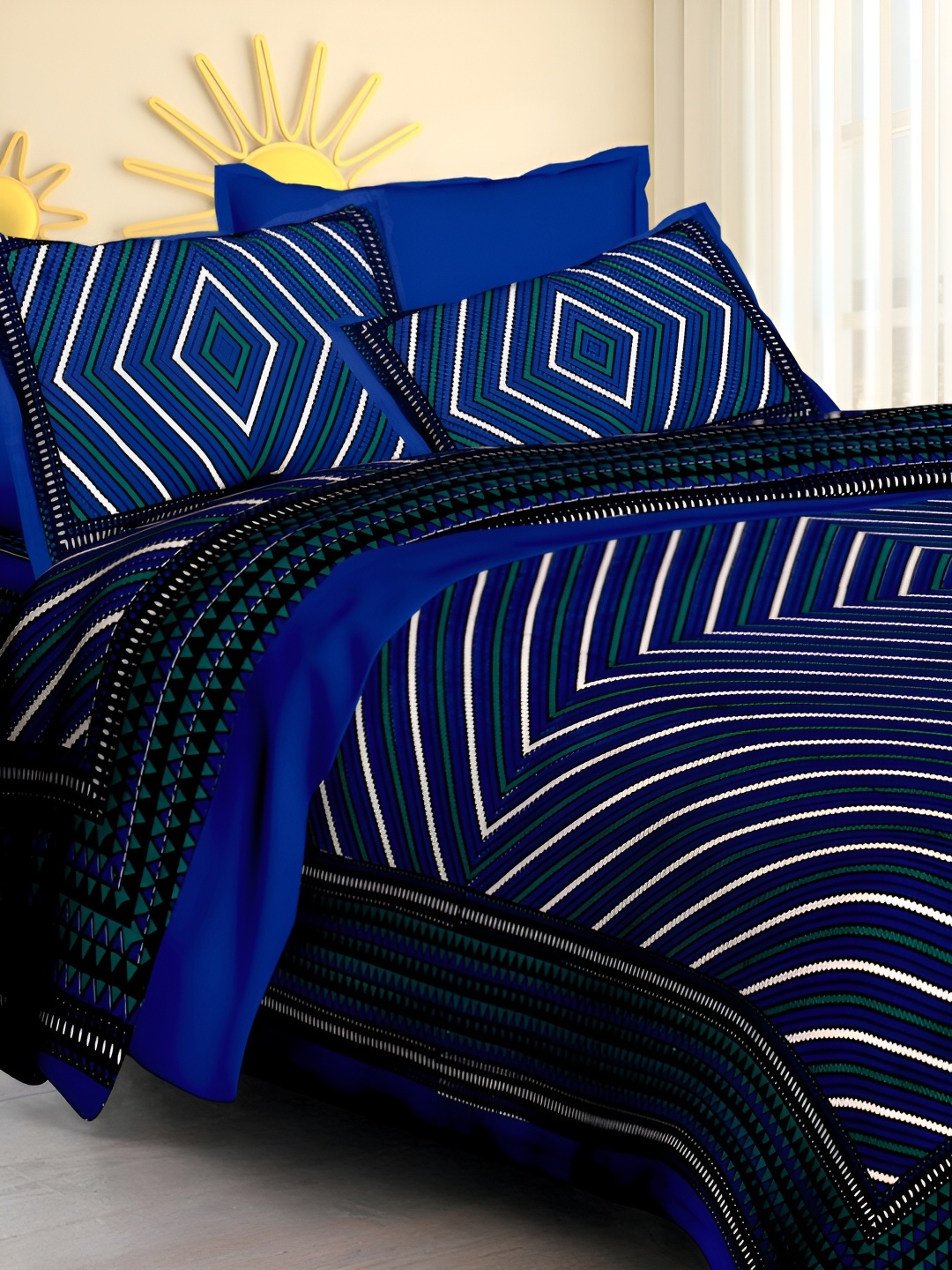 POORAK Blue & White Striped 104 TC Cotton Queen Bedsheet With 2 Pillow Covers
POORAK Blue & White Striped 104 TC Cotton Queen Bedsheet With 2 Pillow Covers
