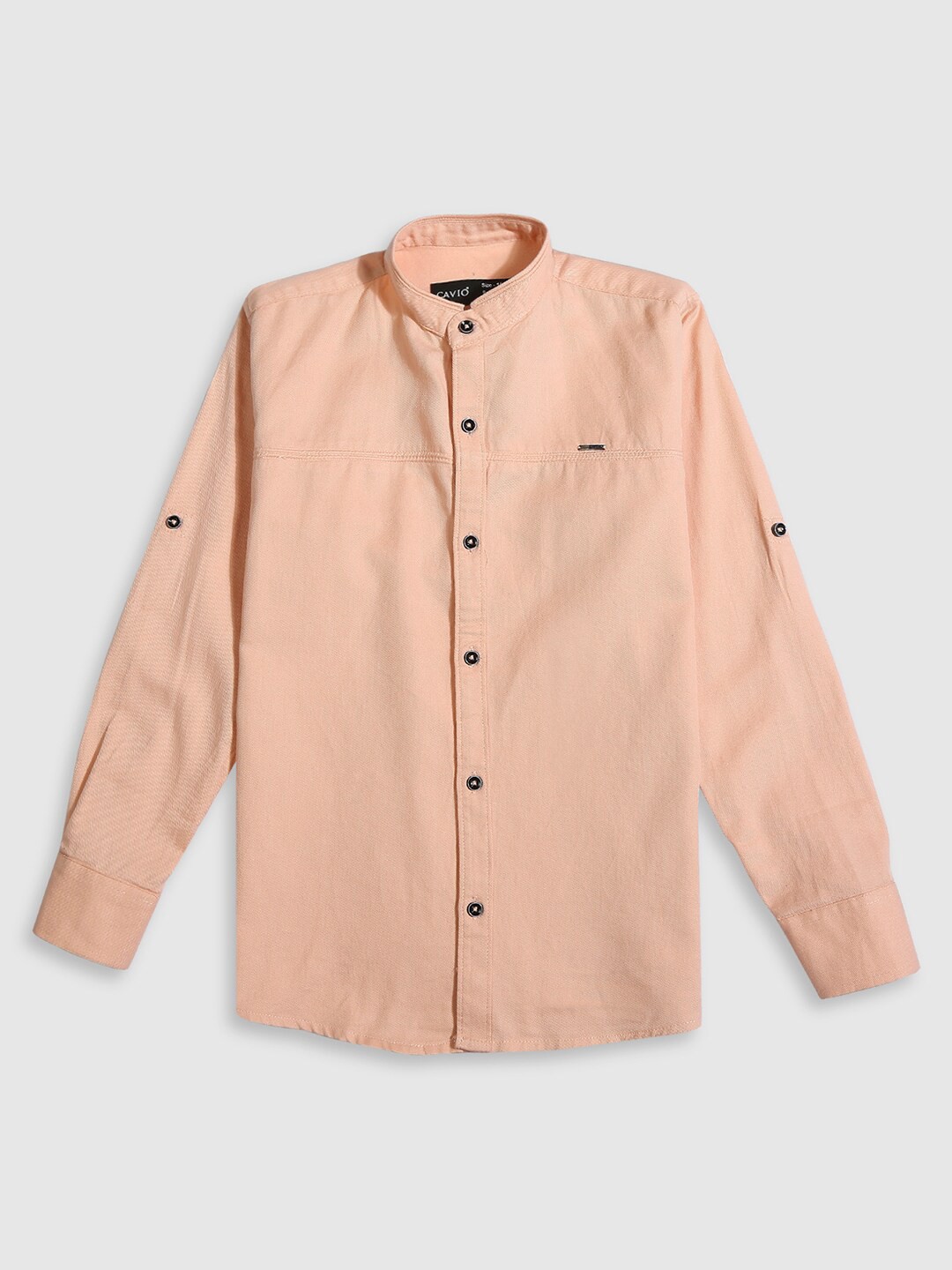 CAVIO Boys Standard Fit Mandarin Collar Long Roll-Up Sleeves Cotton Casual Shirt, Peach
CAVIO Boys Standard Fit Mandarin Collar Long Roll-Up Sleeves Cotton Casual Shirt, Peach