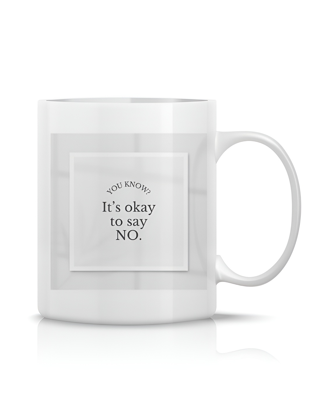 The Decor Lane White & Black Printed Ceramic Glossy Mug 325 ml