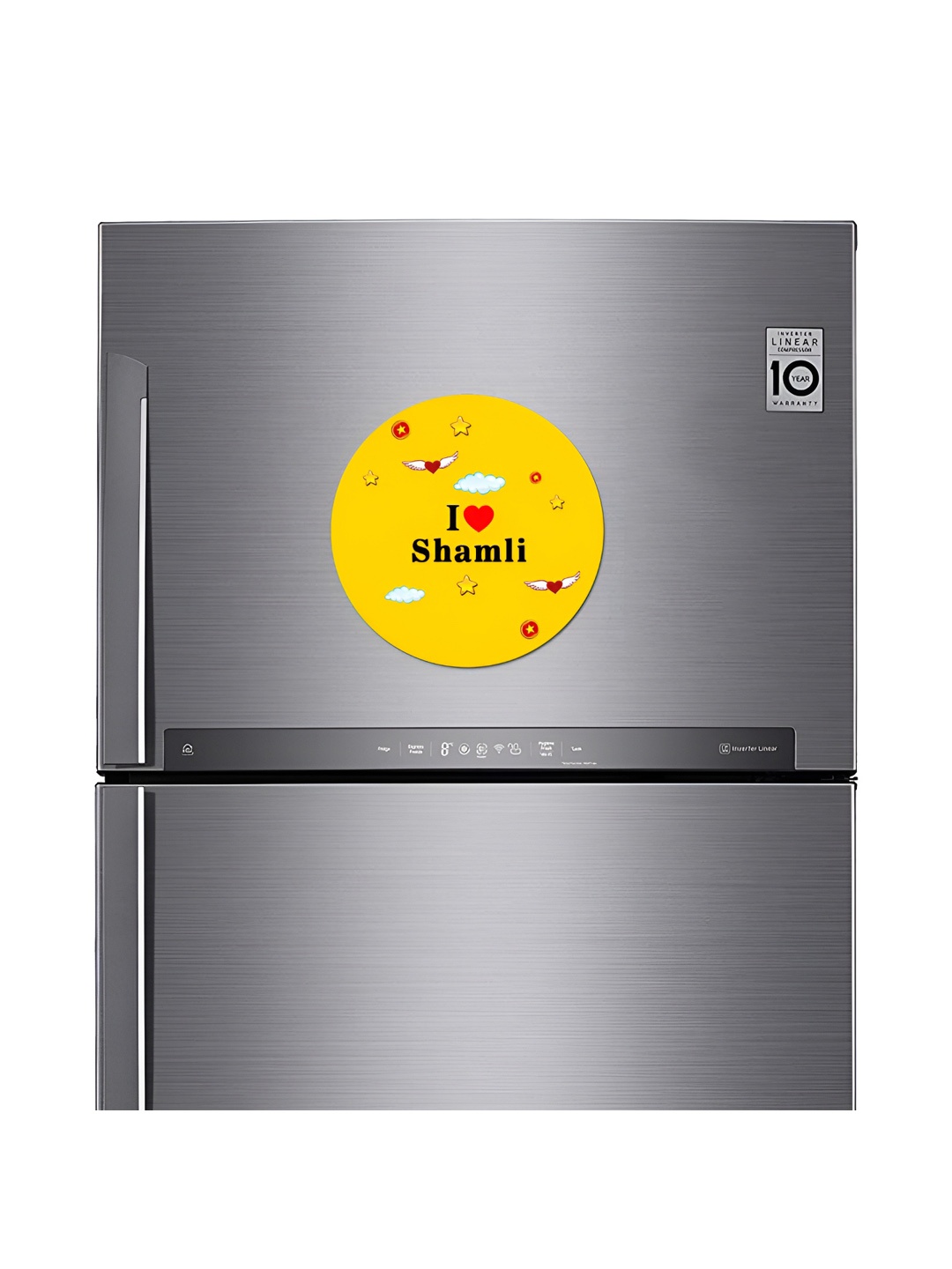 ARTBUG Yellow & Black I Love Shamli City Printed Fridge Sticker Magnet