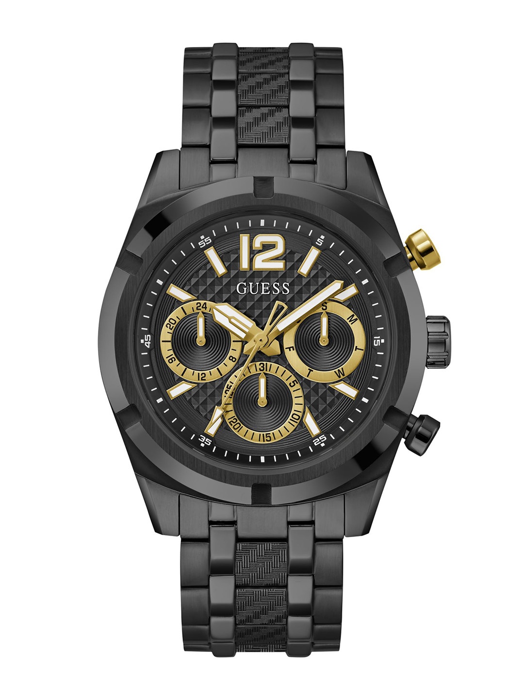 GUESS Men Textured Dial & Stainless Steel Analogue Multi Function Watch GW0714G4, Black
GUESS Men Textured Dial & Stainless Steel Analogue Multi Function Watch GW0714G4, Black