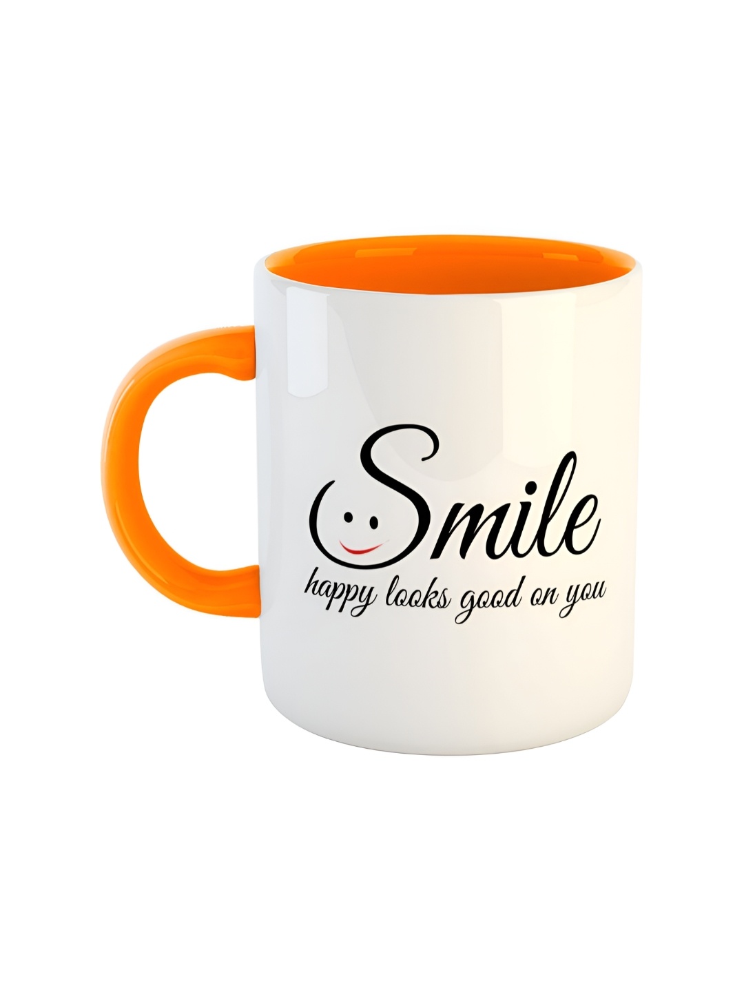 ARTBUG Orange Printed Ceramic Glossy Core Set of Cups and Mugs