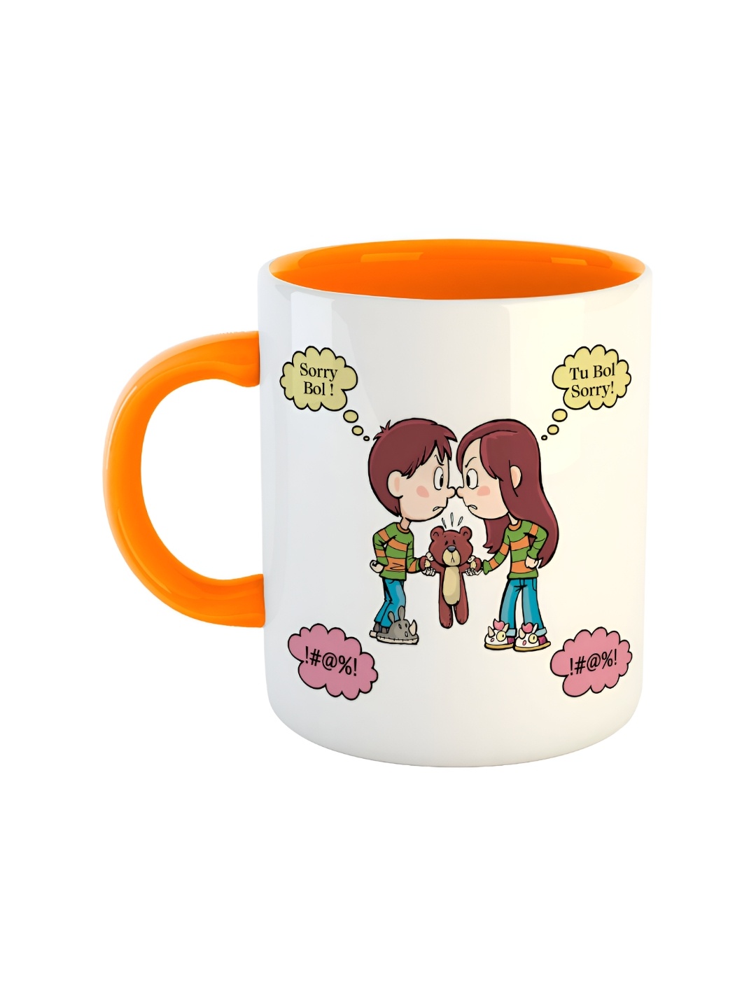 ARTBUG Orange & White Printed Ceramic Glossy Mug