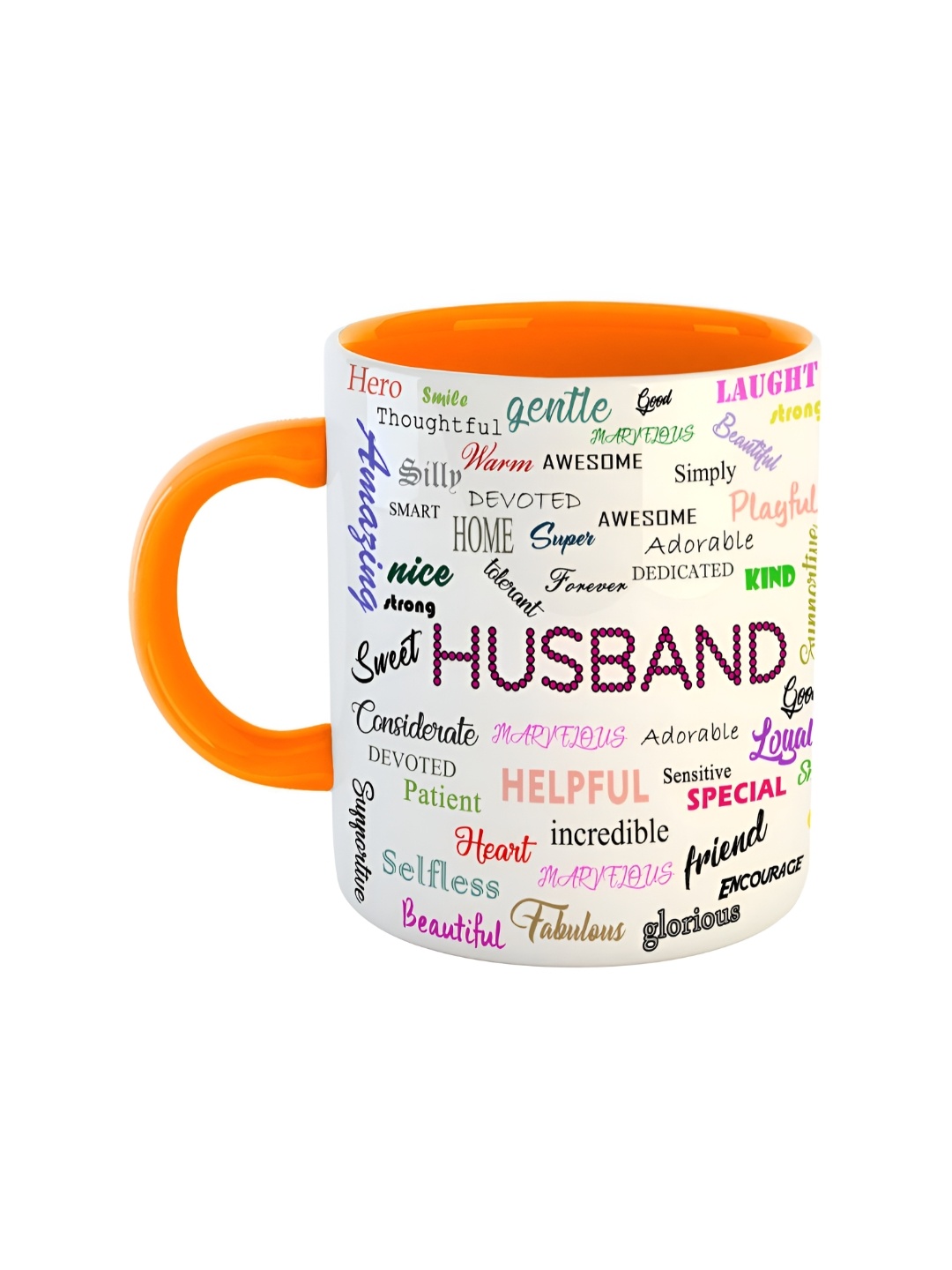 ARTBUG Orange & White Printed Ceramic Glossy Mug