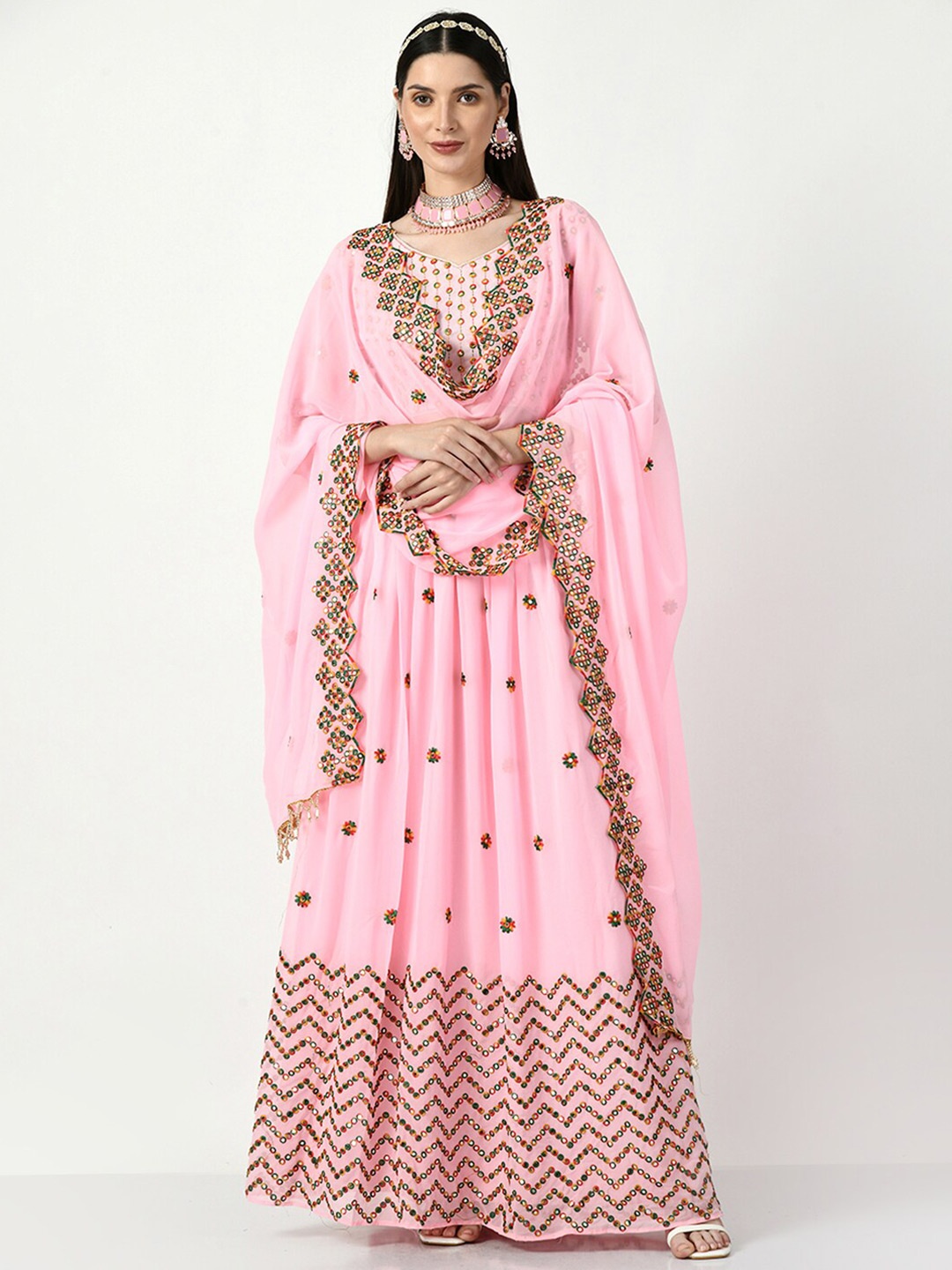 Angroop Embroidered Mirror Work Semi-Stitched Lehenga & Unstitched Blouse With Dupatta, Pink
Angroop Embroidered Mirror Work Semi-Stitched Lehenga & Unstitched Blouse With Dupatta, Pink