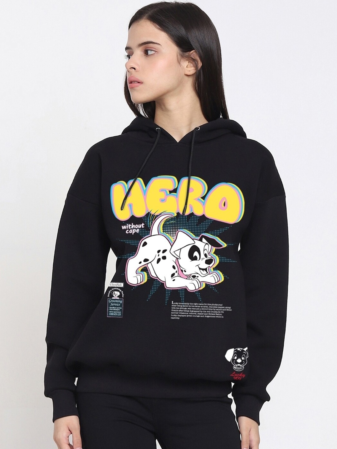 Bewakoof Heavy Duty 1.0 Women Hero Without Cape Graphic Printed Oversized Hoodies, Black
Bewakoof Heavy Duty 1.0 Women Hero Without Cape Graphic Printed Oversized Hoodies, Black